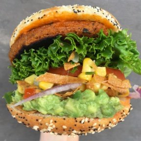 Gluten-free vegan guacamole burger from By Chloe